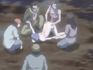 Anime babe gangbanged and bukkaked outdoor