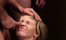 Hot Doll Gets Cum Shot On Her Face Eating All The Sperm