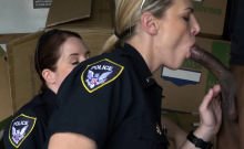 Horny milf cops take turns to suck cock