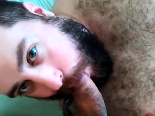 Bearded bear sucks boyfriend's dick