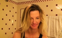Aroused blonde mom records herself while dressing