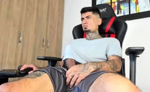 Gay latin stud jerks off his cock until he cums