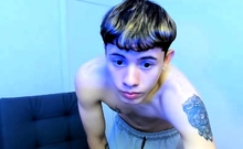 Gay twink solo for this huge cock jacking off