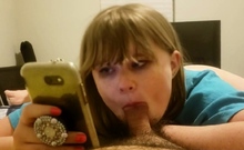 Sucking his dick while browsing Reddit