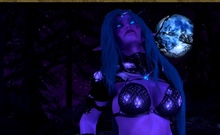 Tyrande, gorgeous night elf dancing in the moonlight