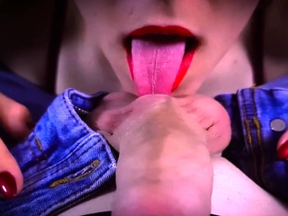 Slow Sensual Tongue BJ - German Amateur Babe