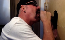 Gloryhole DILF wildly sucks Black meat