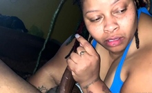 Perky amateur rides and sucks black dick pov style