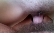 Hairy Amateur Squirter Covered in Cum