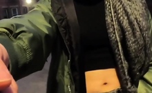 Sexy blonde tranny solo outdoors
