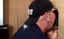 Moustache mature loves giving blowjob