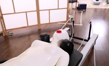 White latex doll gets her physical workout session with
