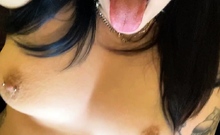 Kinky moist taco brunette anal toy play during masturbating