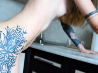 Filthy Step Sis Begs for a Swift Kitchen Cock Pounding