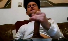 Ripped Stud Strokes His Big Cock to a Webcam Orgasm