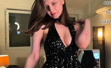 Cute curly brunette solo webcam masturbation