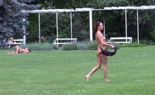 Busty amateur blonde banged in public outdoor
