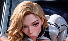 Blonde Hentai Astronaut In Shiny Latex Rides Cock In Space