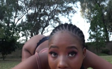 Ebony Teen Fucked Outdoors On The Picnic Blanket