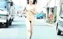 Naked Asian Girl Running Outside