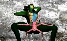 Green 3D babe gets fucked hard by an alien spider